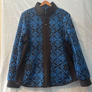 T By Talbots Jacket Full Zip Long Sleeve Blue/Black Women’s Sz L NWOT
